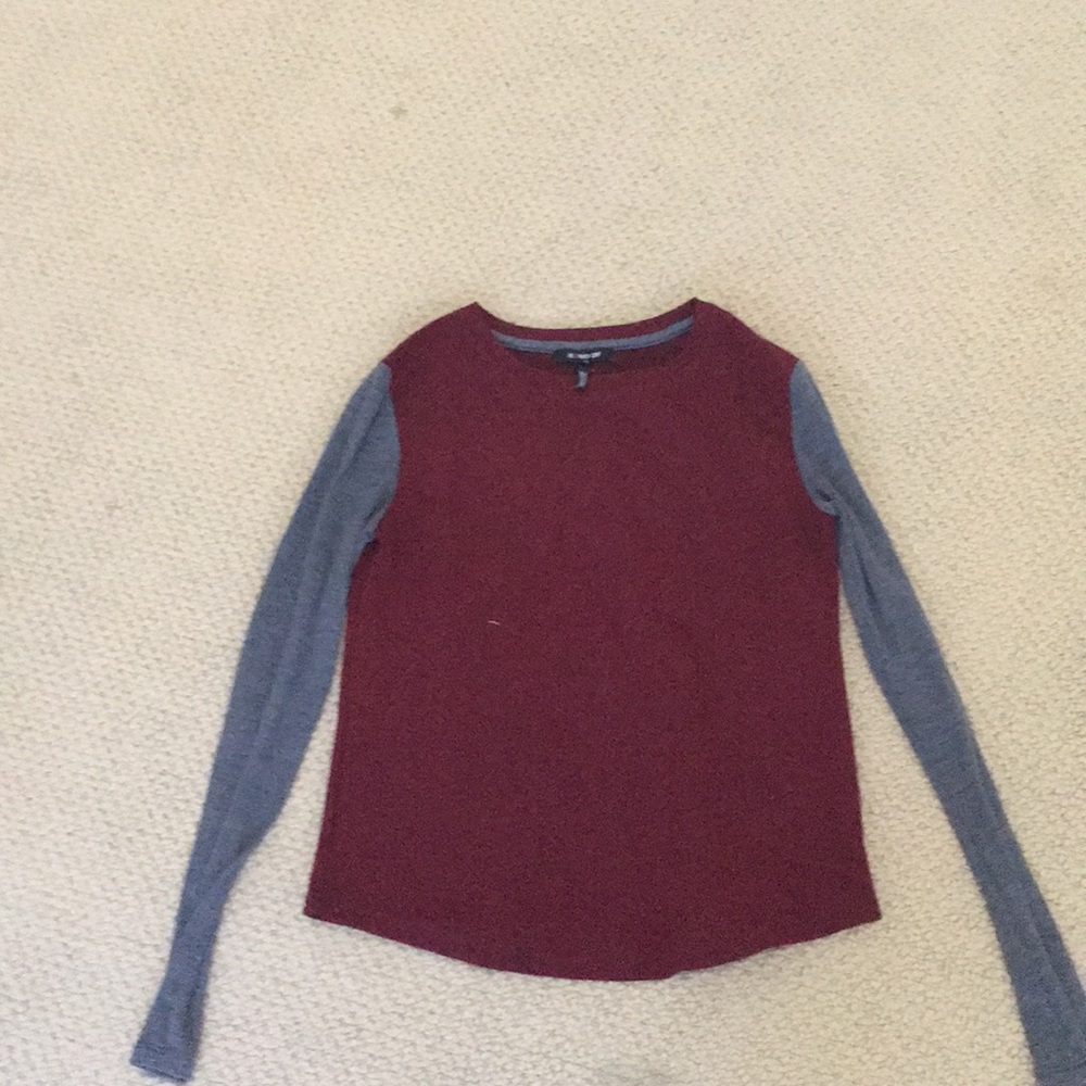 Burgundy and gray textured sweater
